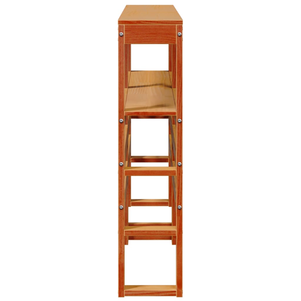 vidaXL Tăblie de pat cu rafturi, maro ceruit, 135 cm, lemn masiv pin