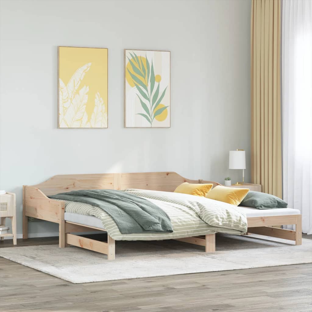 vidaXL Pat de zi cu extensie, 80x200 cm, lemn masiv de pin vidaXL Pat de zi cu extensie, 80x200 cm, lemn masiv de pin