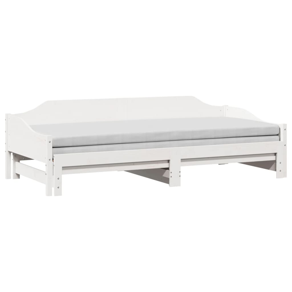 vidaXL Pat de zi cu extensie, alb, 80x200 cm, lemn masiv de pin
