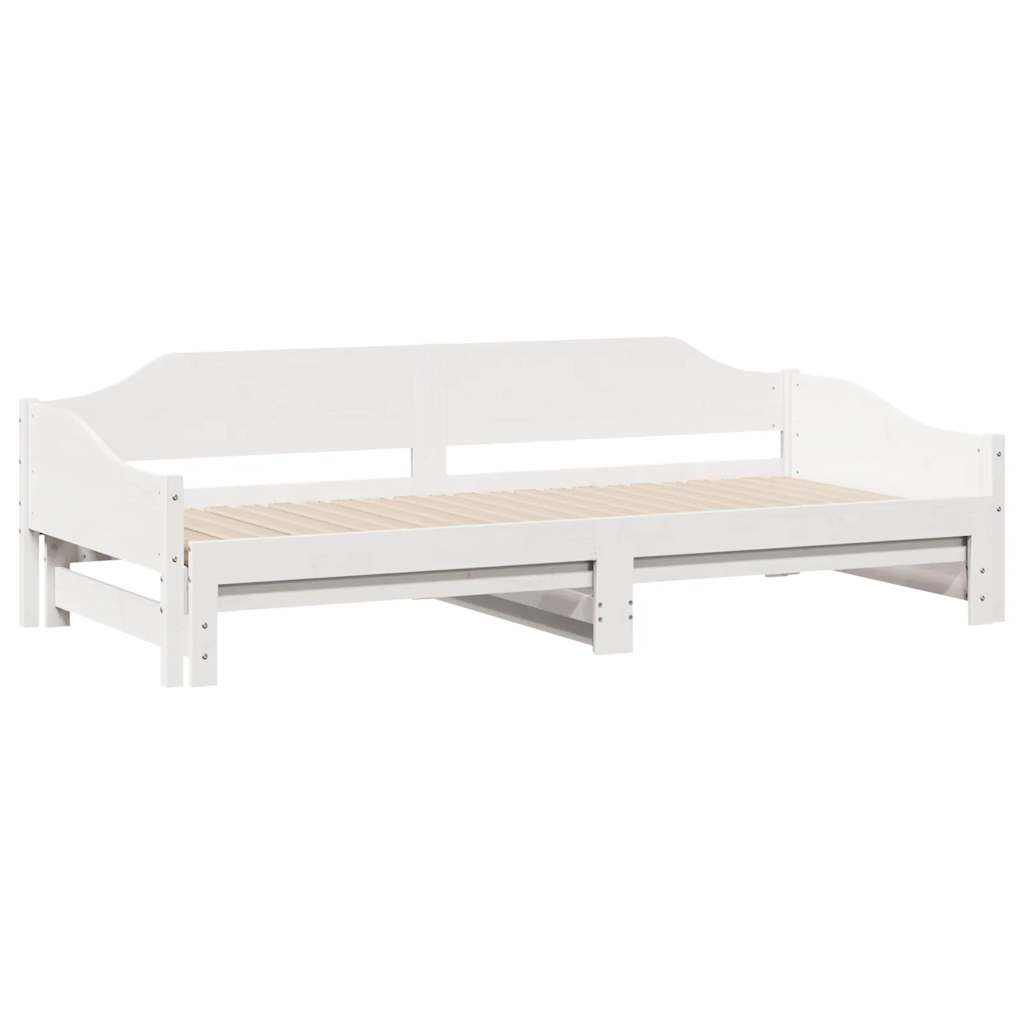 vidaXL Pat de zi cu extensie, alb, 80x200 cm, lemn masiv de pin