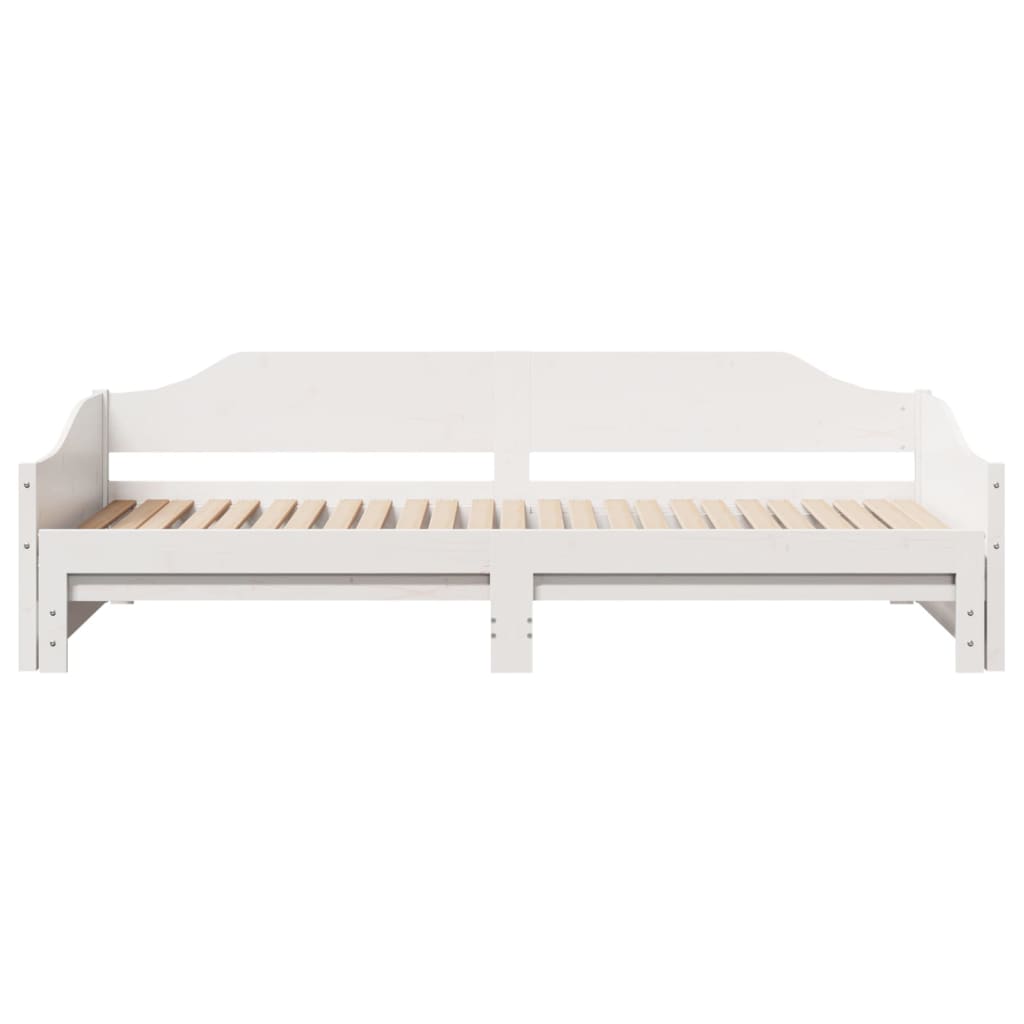 vidaXL Pat de zi cu extensie, alb, 80x200 cm, lemn masiv de pin
