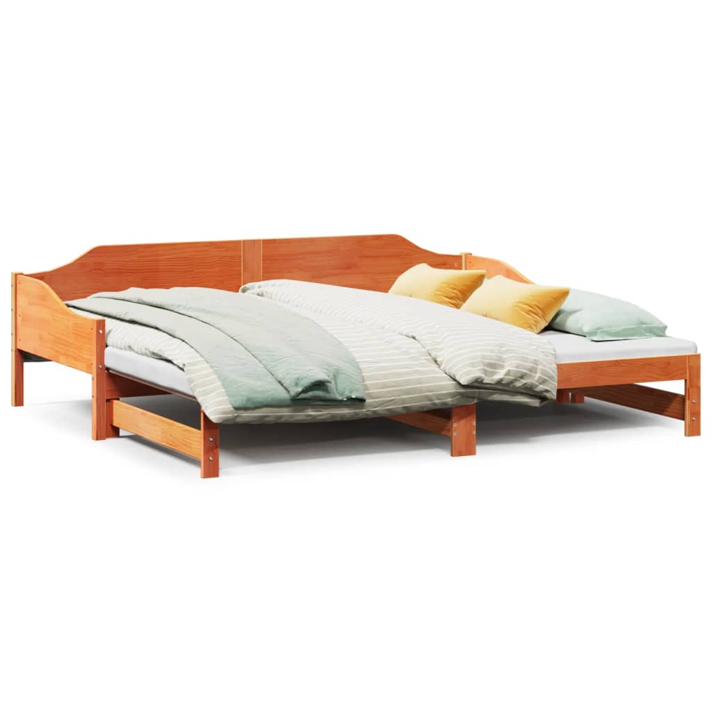 vidaXL Pat de zi cu extensie, maro ceruit, 80x200cm, lemn masiv de pin