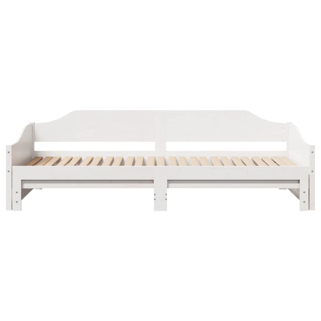 vidaXL Pat de zi cu extensie, alb, 90x190 cm, lemn masiv de pin