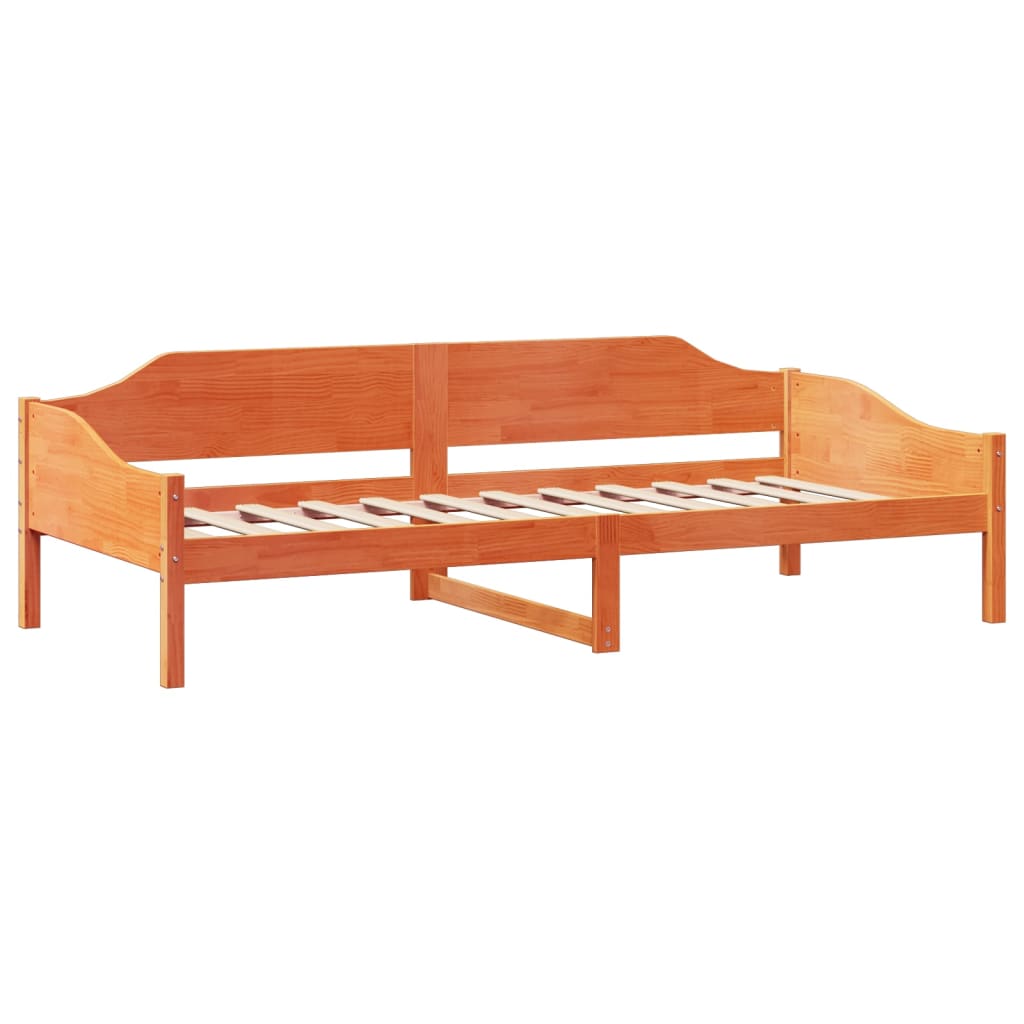 vidaXL Pat de zi fără saltea, maro ceruit, 90x200 cm, lemn masiv pin vidaXL Pat de zi fără saltea, maro ceruit, 90x200 cm, lemn masiv pin