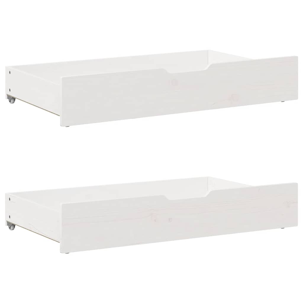 vidaXL Sertare de pat, 2 buc., 95x55x17 cm, alb, lemn masiv de pin vidaXL Sertare de pat, 2 buc., 95x55x17 cm, alb, lemn masiv de pin
