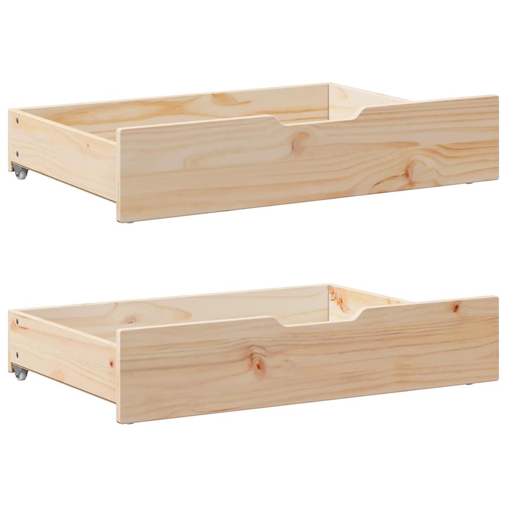 vidaXL Sertare de pat cu roți, 2 buc., 85x55x17 cm, lemn masiv de pin vidaXL Sertare de pat cu roți, 2 buc., 85x55x17 cm, lemn masiv de pin