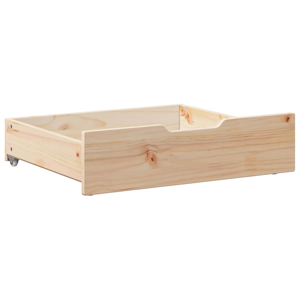 vidaXL Sertare de pat cu roți, 2 buc., 75x55x17 cm, lemn masiv de pin vidaXL Sertare de pat cu roți, 2 buc., 75x55x17 cm, lemn masiv de pin