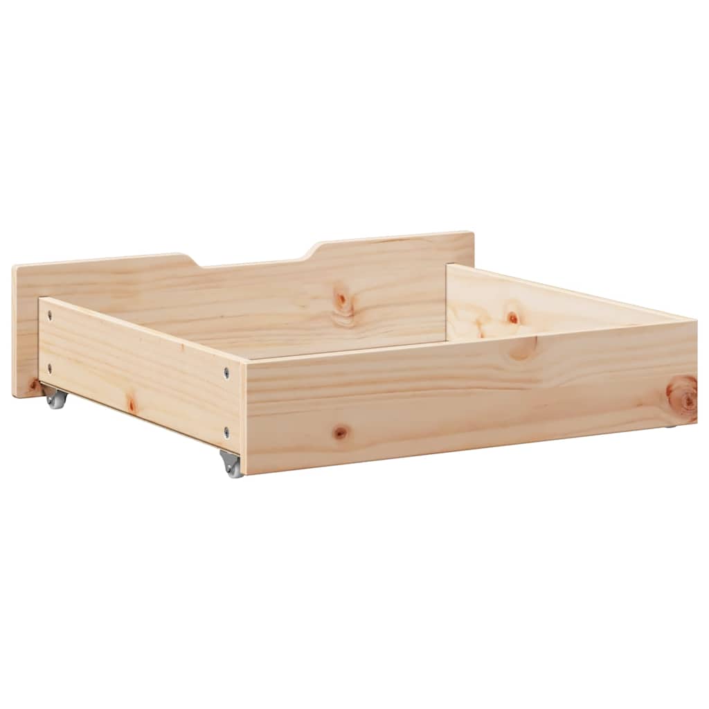 vidaXL Sertare de pat cu roți, 2 buc., 75x55x17 cm, lemn masiv de pin vidaXL Sertare de pat cu roți, 2 buc., 75x55x17 cm, lemn masiv de pin
