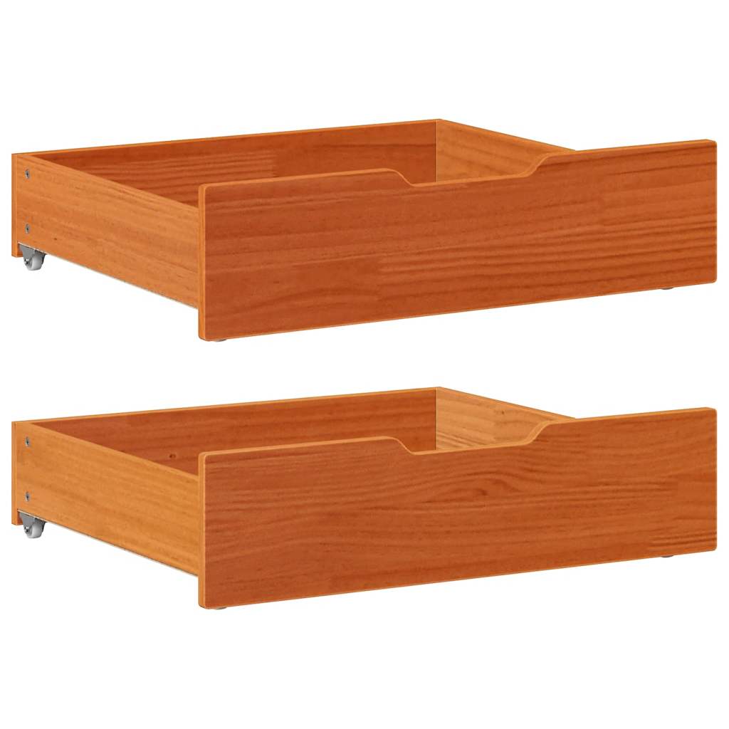 vidaXL Sertare de pat 2 buc. 75x55x17 cm maro ceruit lemn masiv de pin vidaXL Sertare de pat 2 buc. 75x55x17 cm maro ceruit lemn masiv de pin
