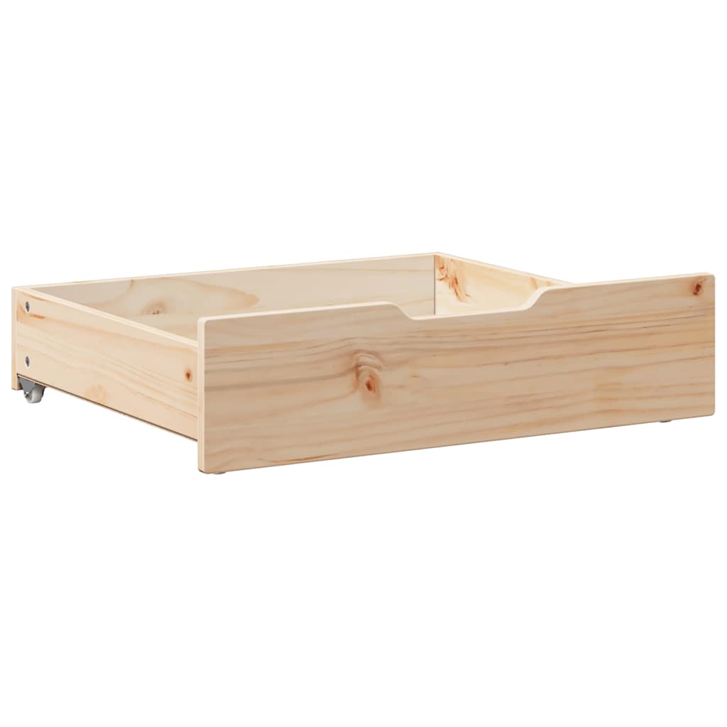 vidaXL Sertare de pat cu roți, 2 buc., 65x55x17 cm, lemn masiv de pin vidaXL Sertare de pat cu roți, 2 buc., 65x55x17 cm, lemn masiv de pin