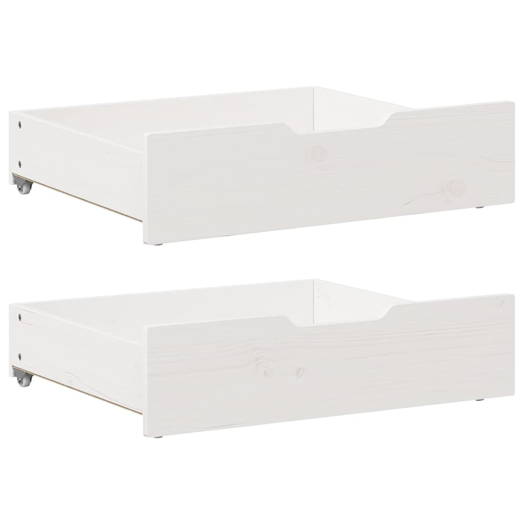 vidaXL Sertare de pat, 2 buc., 65x55x17 cm, alb, lemn masiv de pin vidaXL Sertare de pat, 2 buc., 65x55x17 cm, alb, lemn masiv de pin