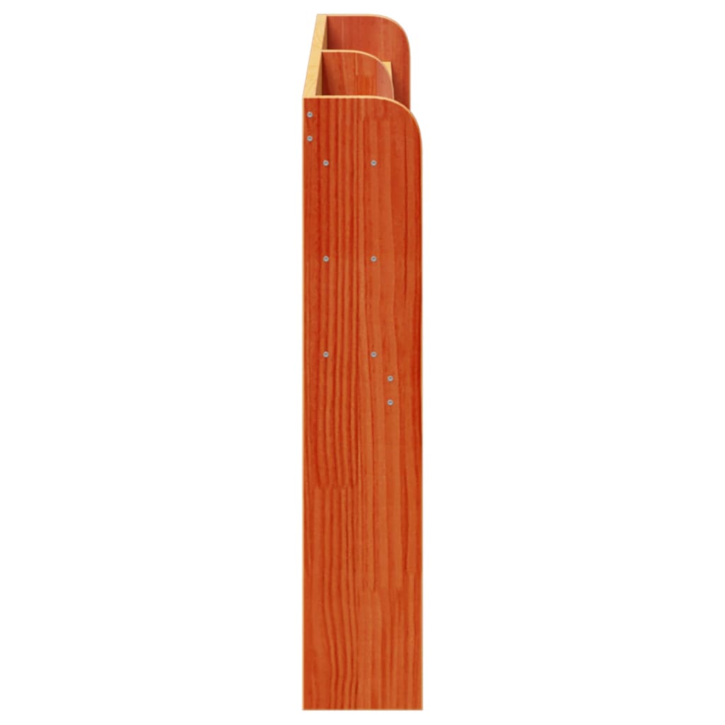 vidaXL Tăblie de pat cu rafturi, maro ceruit, 120 cm, lemn masiv pin