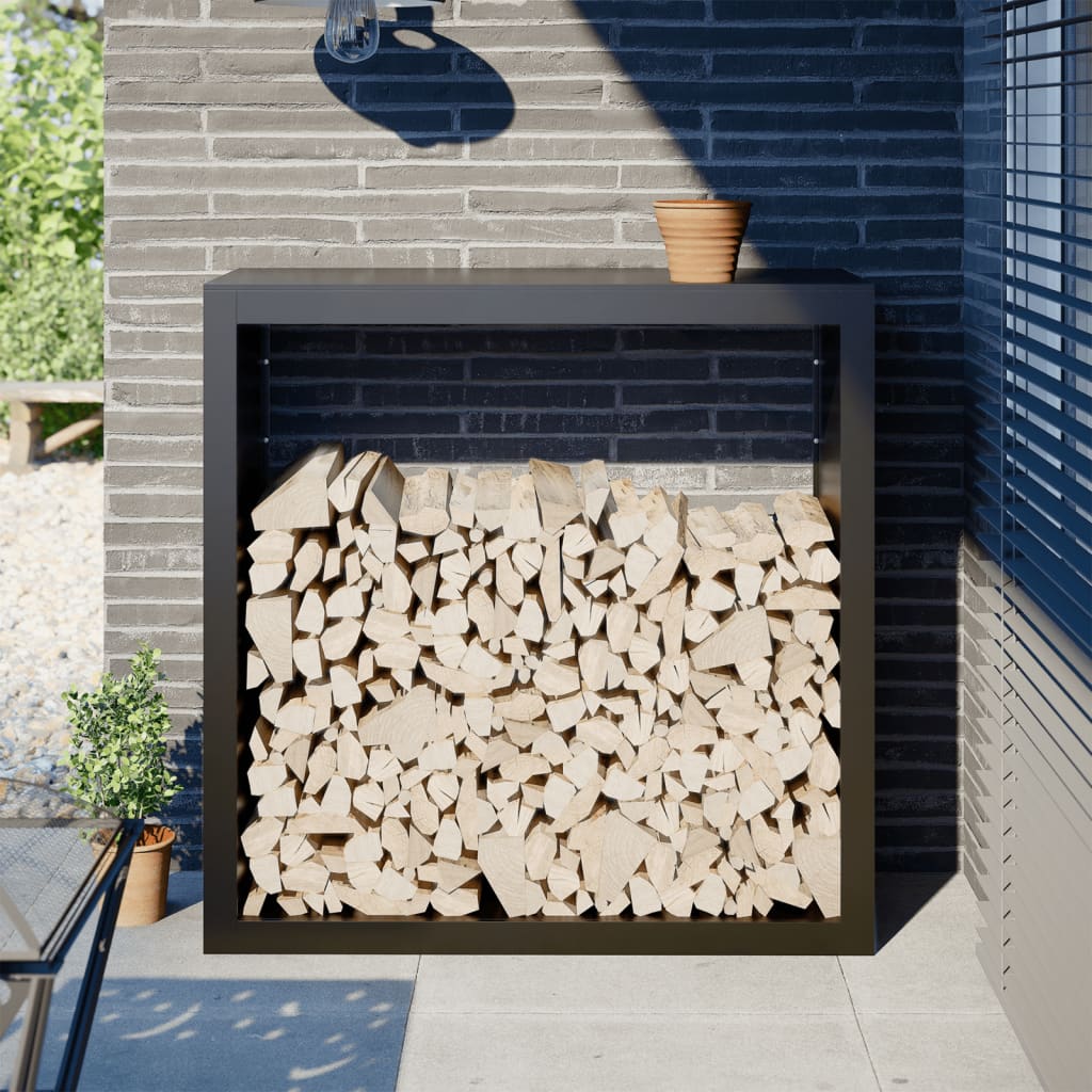 vidaXL Rastel pentru lemne de foc, negru, 100x40x100 cm, oțel vidaXL Rastel pentru lemne de foc, negru, 100x40x100 cm, oțel