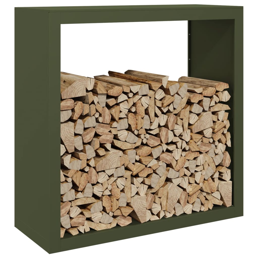 vidaXL Rastel pentru lemne de foc, verde, 100x40x100 cm, oțel vidaXL Rastel pentru lemne de foc, verde, 100x40x100 cm, oțel