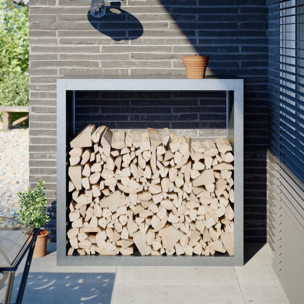 vidaXL Suport pentru lemne de foc, 100x40x100 cm, oțel inoxidabil vidaXL Suport pentru lemne de foc, 100x40x100 cm, oțel inoxidabil