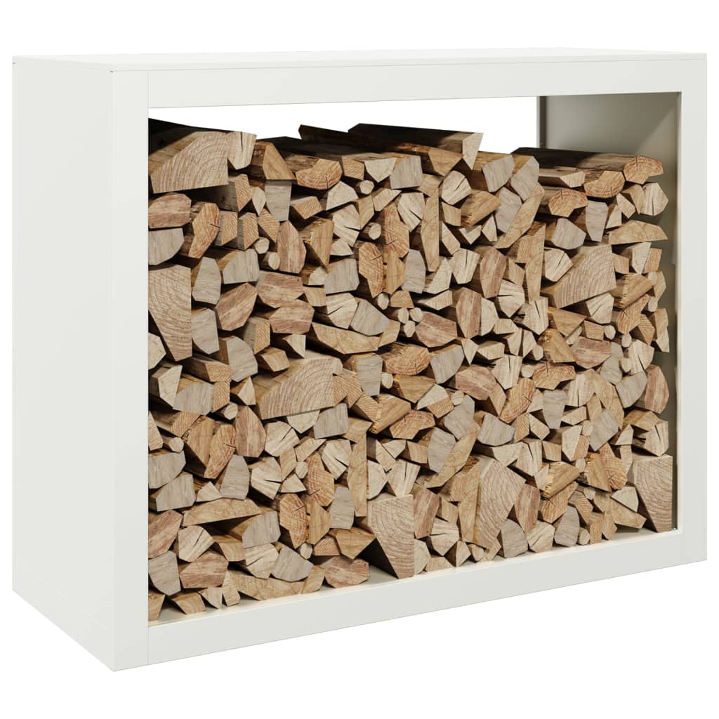 vidaXL Rastel pentru lemne de foc, alb, 100x40x80 cm, oțel vidaXL Rastel pentru lemne de foc, alb, 100x40x80 cm, oțel