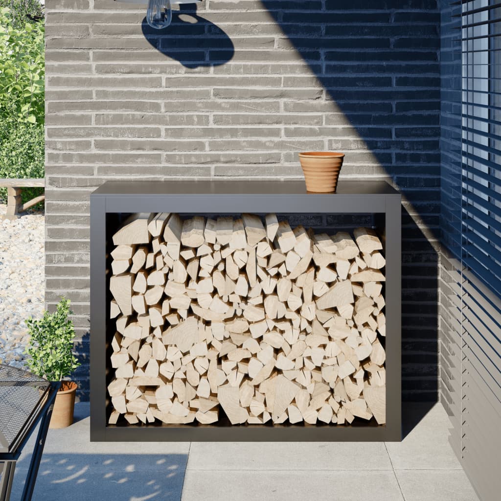 vidaXL Rastel pentru lemne de foc, antracit, 100x40x80 cm, oțel vidaXL Rastel pentru lemne de foc, antracit, 100x40x80 cm, oțel