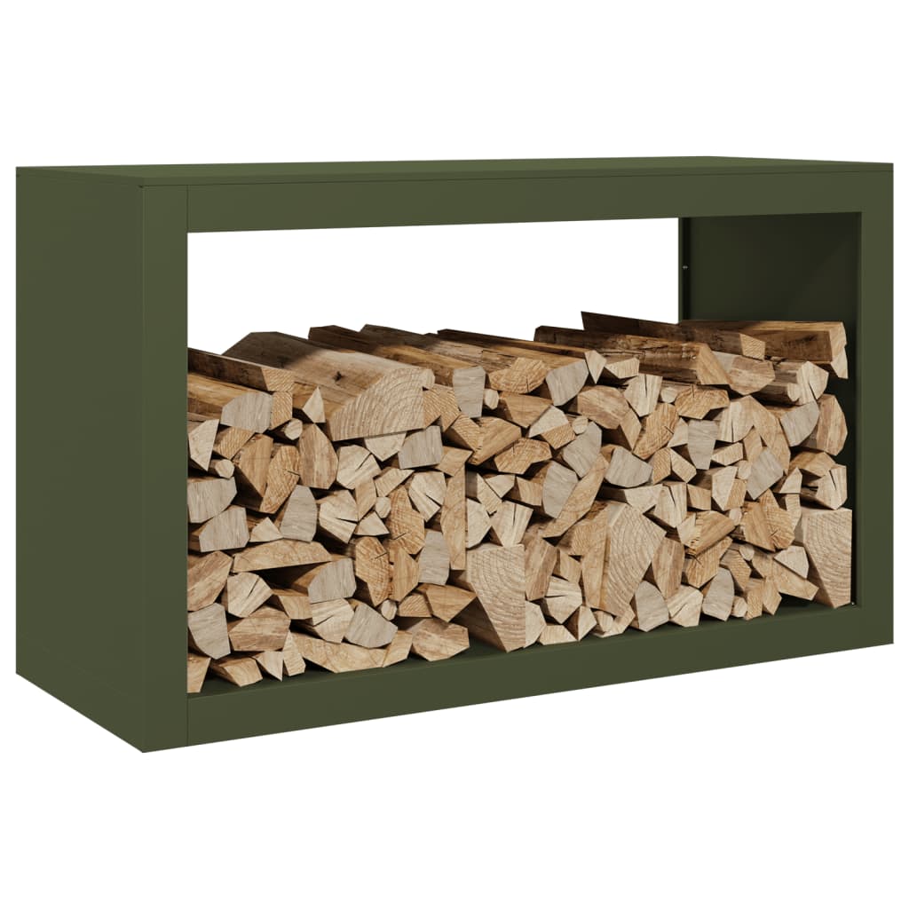 vidaXL Rastel pentru lemne de foc, verde, 100x40x60 cm, oțel vidaXL Rastel pentru lemne de foc, verde, 100x40x60 cm, oțel