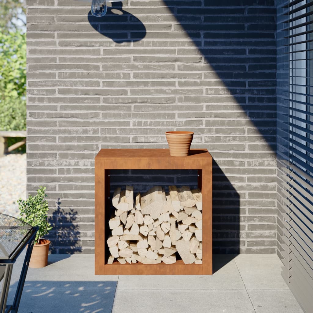 vidaXL Suport pentru lemne de foc 60x40x60 cm Oțel pentru intemperii vidaXL Suport pentru lemne de foc 60x40x60 cm Oțel pentru intemperii