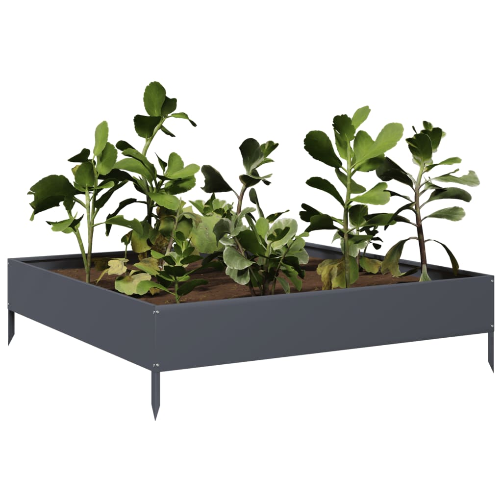 vidaXL Strat înălțat de grădină, antracit, 100x100x26 cm, oțel vidaXL Strat înălțat de grădină, antracit, 100x100x26 cm, oțel