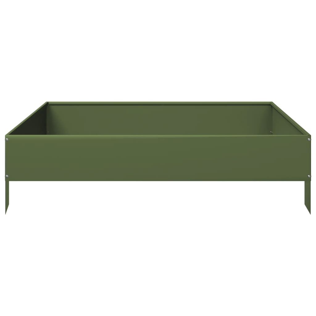 vidaXL Strat înălțat de grădină, verde măsliniu, 100x100x26 cm, oțel