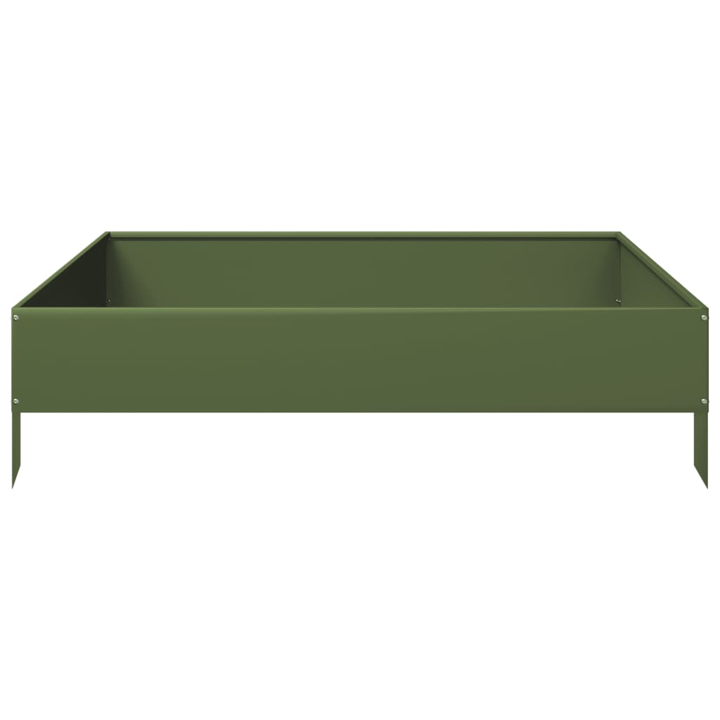 vidaXL Strat înălțat de grădină, verde măsliniu, 100x100x26 cm, oțel