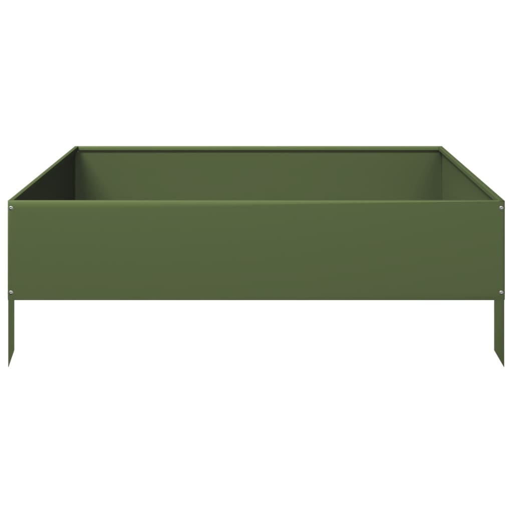 vidaXL Strat înălțat de grădină, verde măsliniu, 100x100x33,5 cm, oțel