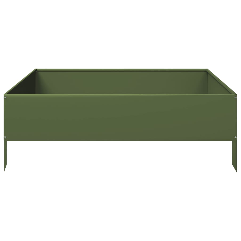 vidaXL Strat înălțat de grădină, verde măsliniu, 100x100x33,5 cm, oțel