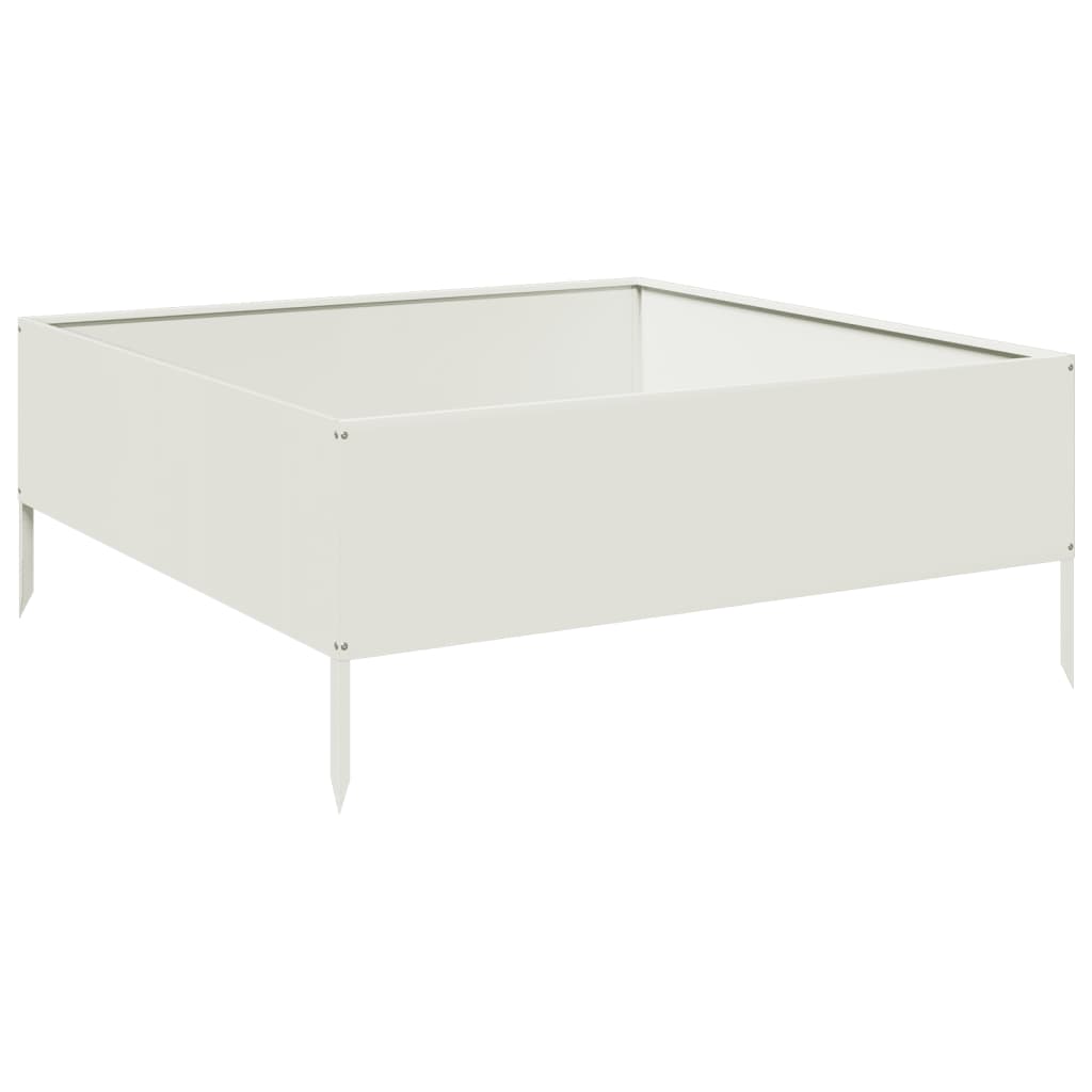 vidaXL Strat înălțat de grădină, alb, 100x100x25 cm, oțel vidaXL Strat înălțat de grădină, alb, 100x100x25 cm, oțel