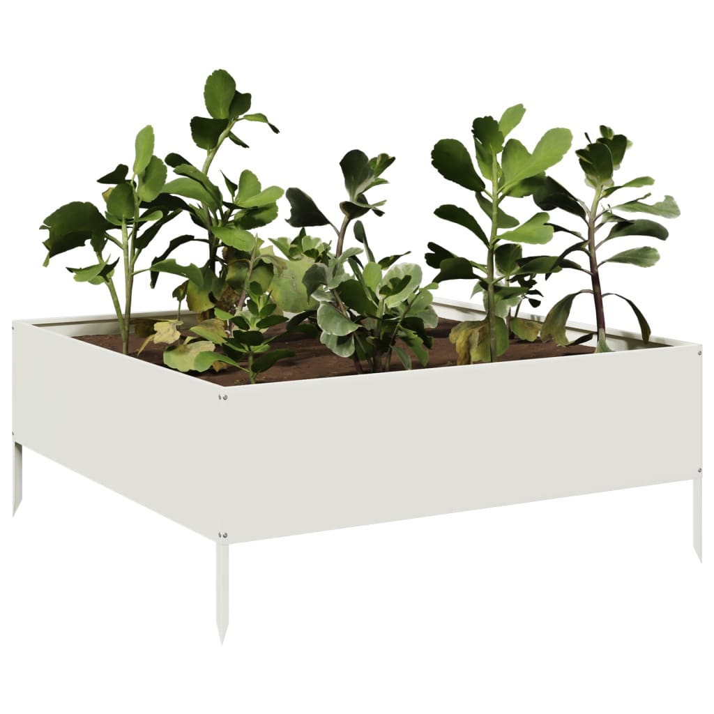 vidaXL Strat înălțat de grădină, alb, 100x100x25 cm, oțel vidaXL Strat înălțat de grădină, alb, 100x100x25 cm, oțel