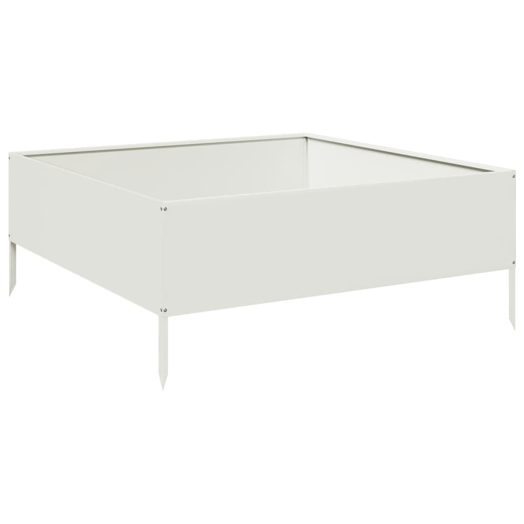 vidaXL Strat înălțat de grădină, alb, 100x100x25 cm, oțel vidaXL Strat înălțat de grădină, alb, 100x100x25 cm, oțel