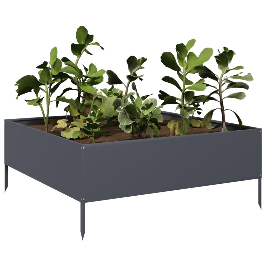 vidaXL Strat înălțat de grădină, antracit, 100x100x25 cm, oțel vidaXL Strat înălțat de grădină, antracit, 100x100x25 cm, oțel
