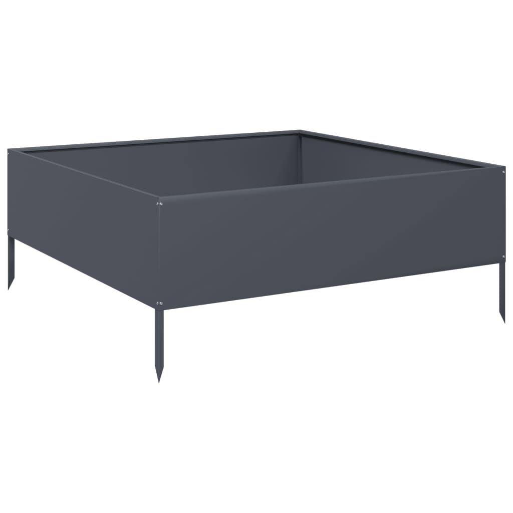 vidaXL Strat înălțat de grădină, antracit, 100x100x25 cm, oțel vidaXL Strat înălțat de grădină, antracit, 100x100x25 cm, oțel