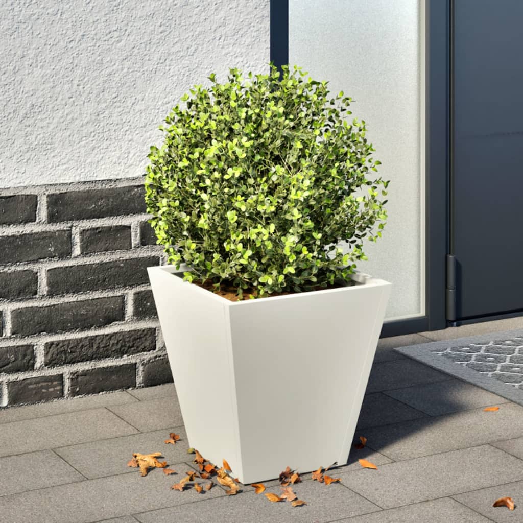 vidaXL Jardinieră de grădină, alb, 30x30x30 cm, oțel vidaXL Jardinieră de grădină, alb, 30x30x30 cm, oțel