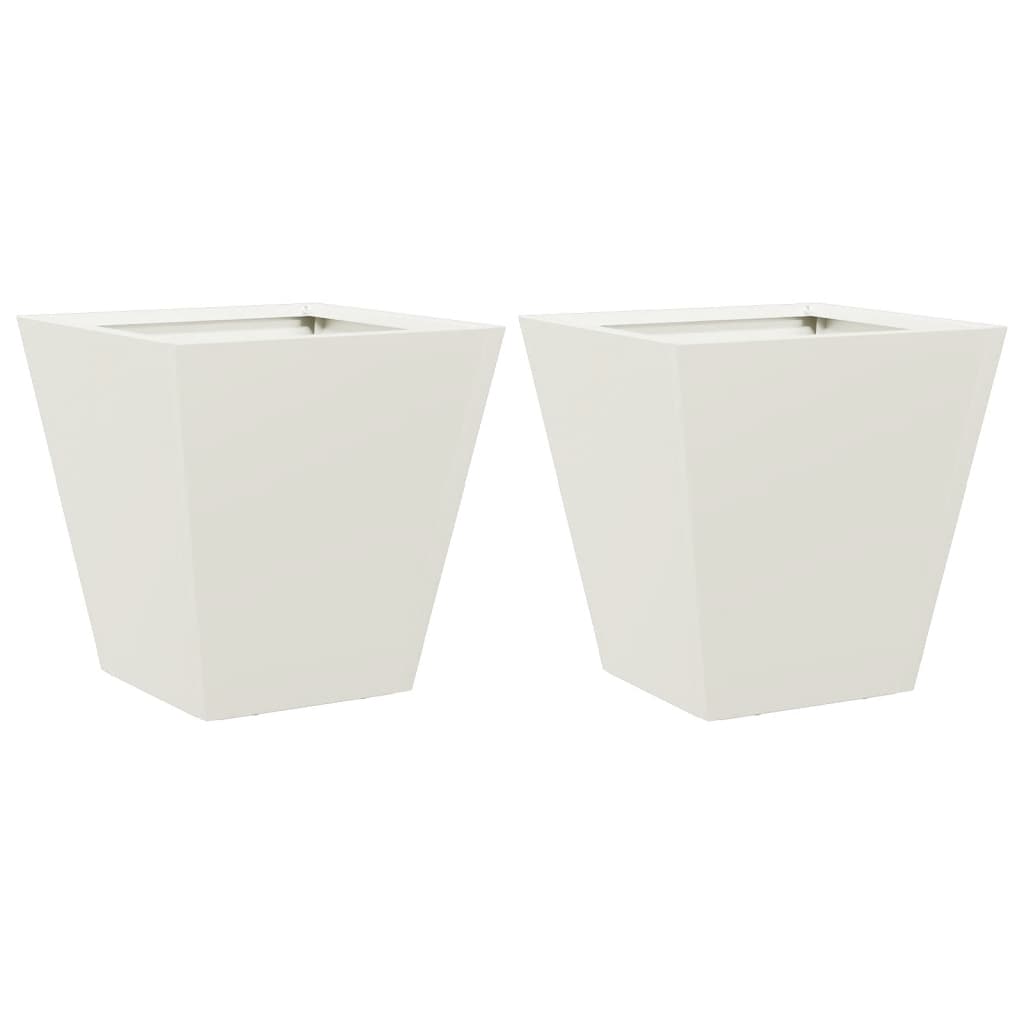 vidaXL Jardiniere de grădină, 2 buc., alb, 30x30x30 cm, oțel vidaXL Jardiniere de grădină, 2 buc., alb, 30x30x30 cm, oțel