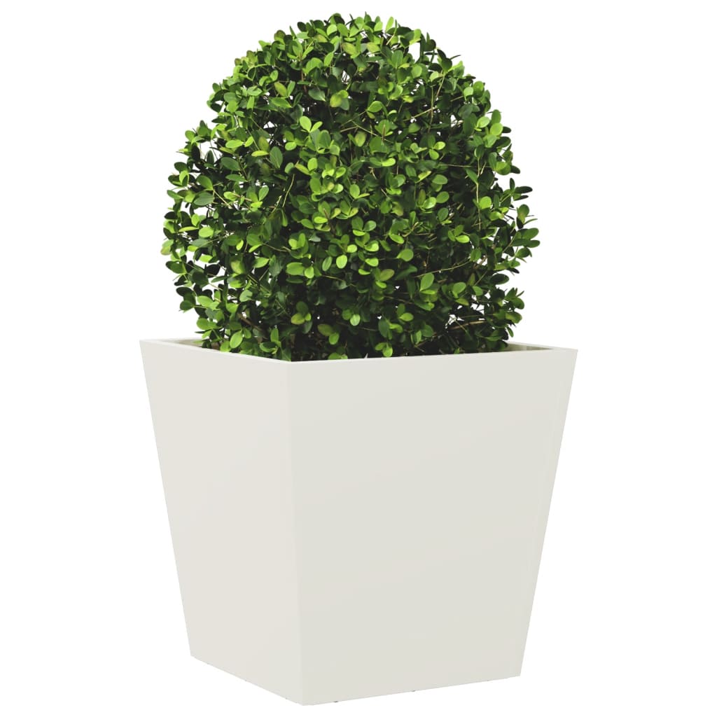 vidaXL Jardiniere de grădină 2 buc., alb, 40x40x40 cm, oțel vidaXL Jardiniere de grădină 2 buc., alb, 40x40x40 cm, oțel