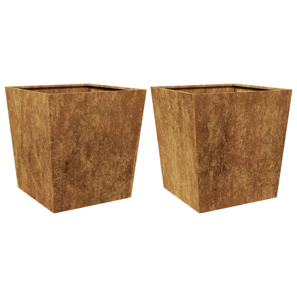 vidaXL Jardiniere de grădină 2 buc 50x50x50 cm Oțel pentru intemperii vidaXL Jardiniere de grădină 2 buc 50x50x50 cm Oțel pentru intemperii