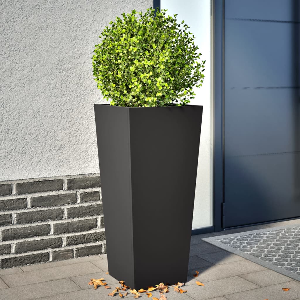 vidaXL Jardiniere de grădină, 2 buc., negru, 35x35x75 cm, oțel vidaXL Jardiniere de grădină, 2 buc., negru, 35x35x75 cm, oțel