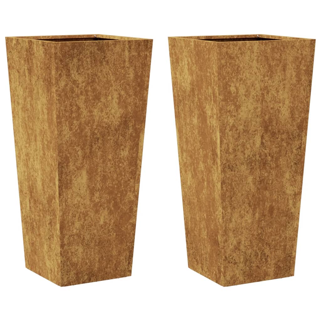 vidaXL Jardiniere de grădină 2 buc 35x35x75 cm Oțel pentru intemperii