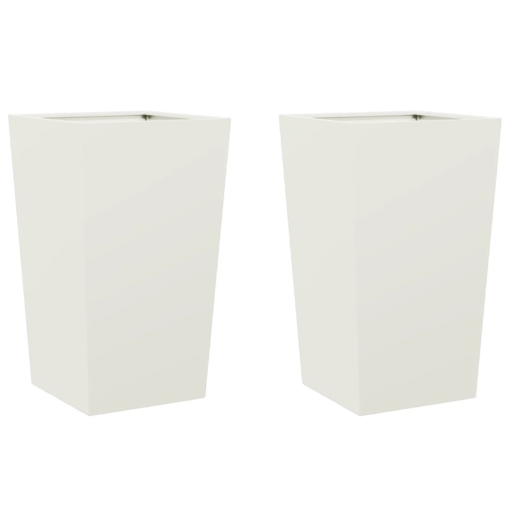 vidaXL Jardiniere de grădină, 2 buc., alb, 45x45x75 cm, oțel vidaXL Jardiniere de grădină, 2 buc., alb, 45x45x75 cm, oțel