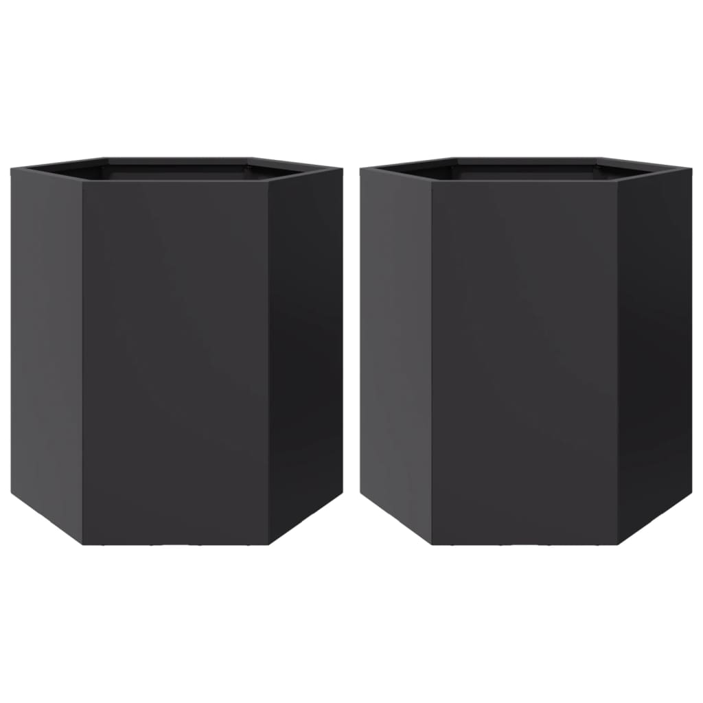 vidaXL Jardiniere de grădină, 2 buc. negru 46x40x45 cm oțel hexagonală vidaXL Jardiniere de grădină, 2 buc. negru 46x40x45 cm oțel hexagonală