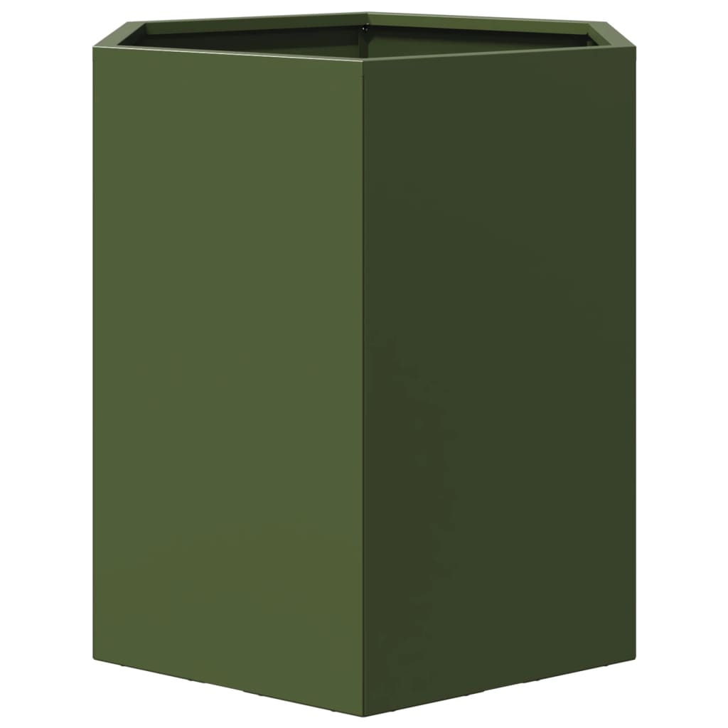 vidaXL Jardinieră grădină verde măsliniu 46x40x45 cm oțel hexagonal vidaXL Jardinieră grădină verde măsliniu 46x40x45 cm oțel hexagonal