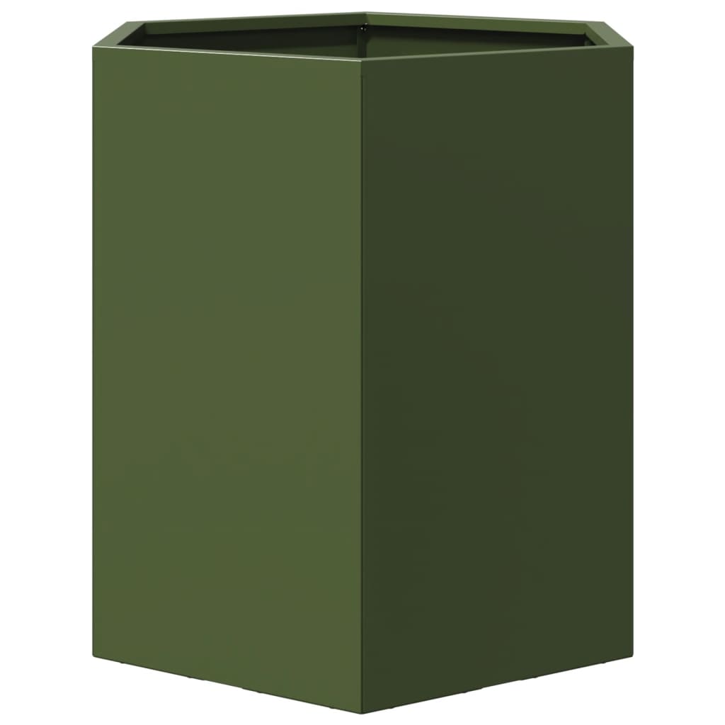 vidaXL Jardinieră grădină verde măsliniu 46x40x45 cm oțel hexagonal vidaXL Jardinieră grădină verde măsliniu 46x40x45 cm oțel hexagonal