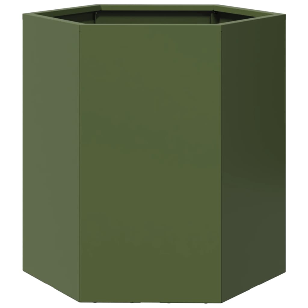 vidaXL Jardinieră grădină verde măsliniu 46x40x45 cm oțel hexagonal vidaXL Jardinieră grădină verde măsliniu 46x40x45 cm oțel hexagonal