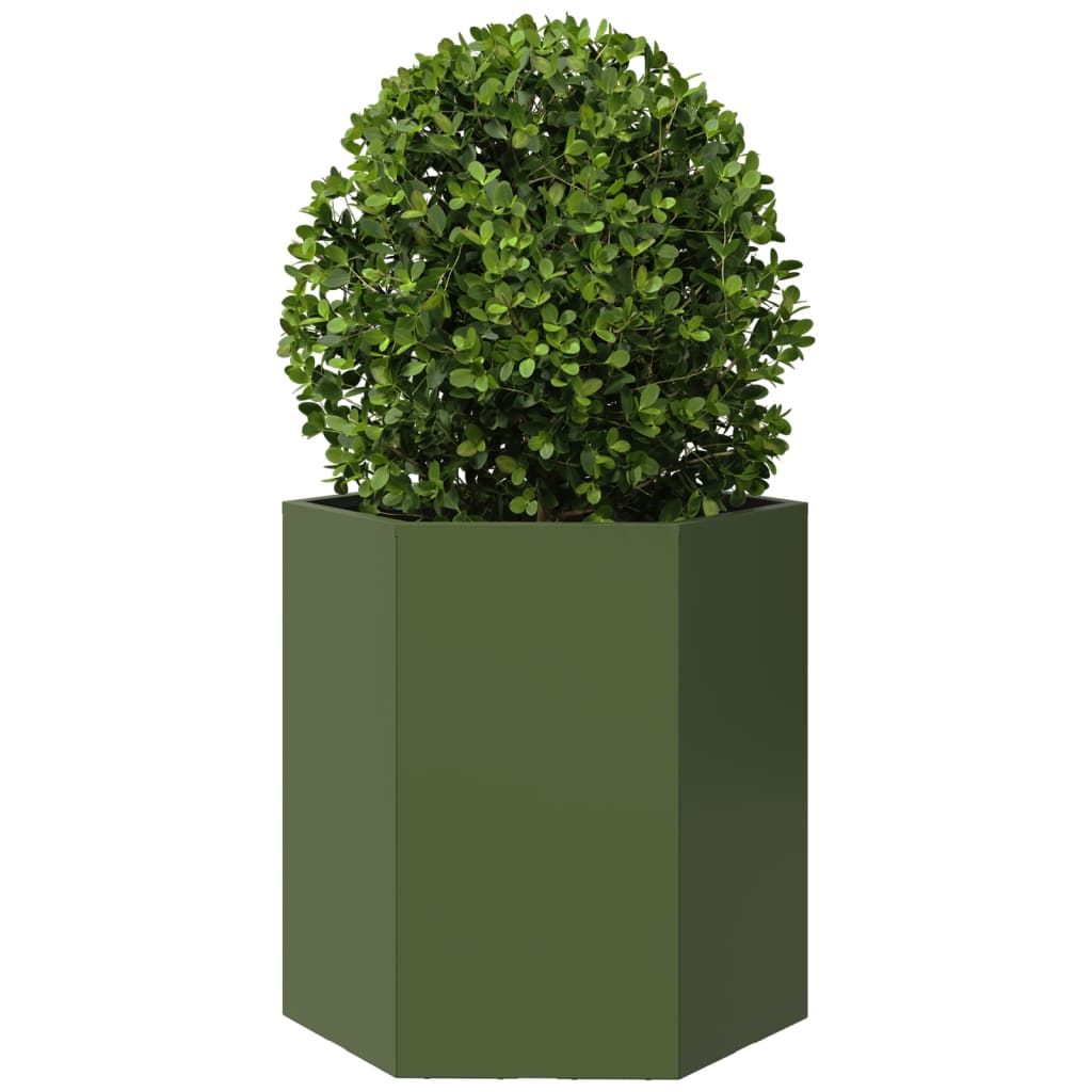 vidaXL Jardiniere grădină 2 buc. verde 46x40x45 cm oțel hexagonală