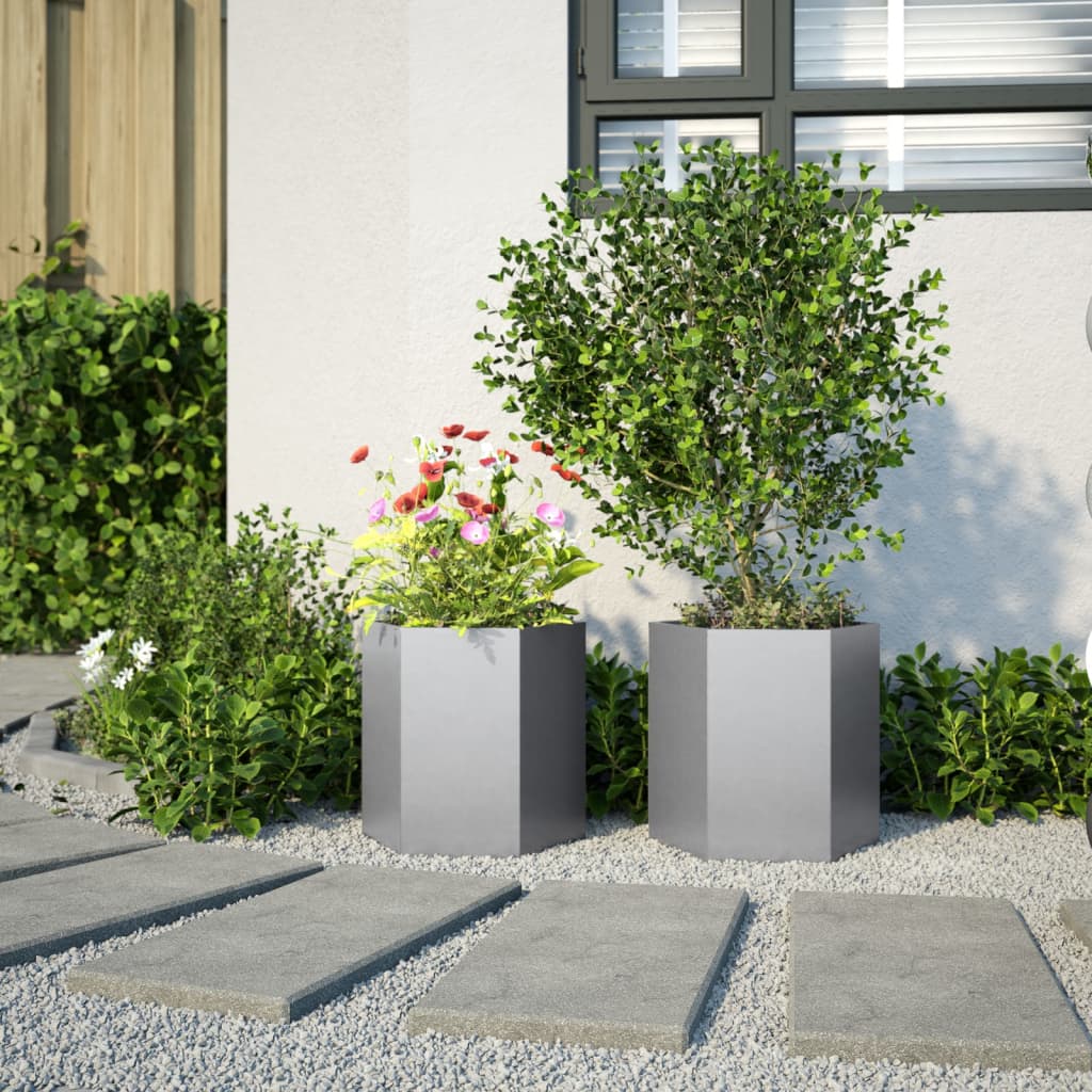 vidaXL Jardiniere grădină 2 buc. 46x40x45cm oțel galvanizat hexagonală
