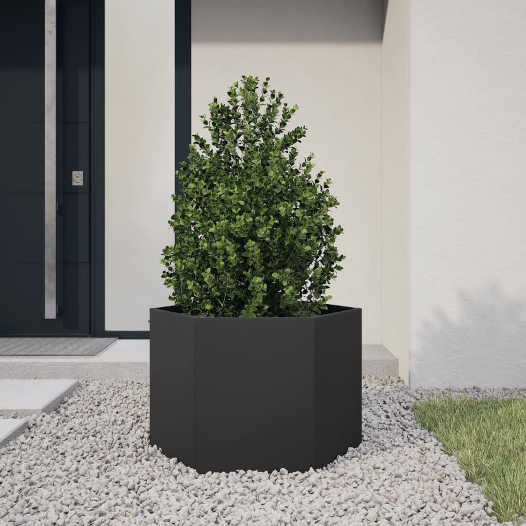 vidaXL Jardinieră de grădină negru 69x60x45 cm oțel hexagonal vidaXL Jardinieră de grădină negru 69x60x45 cm oțel hexagonal