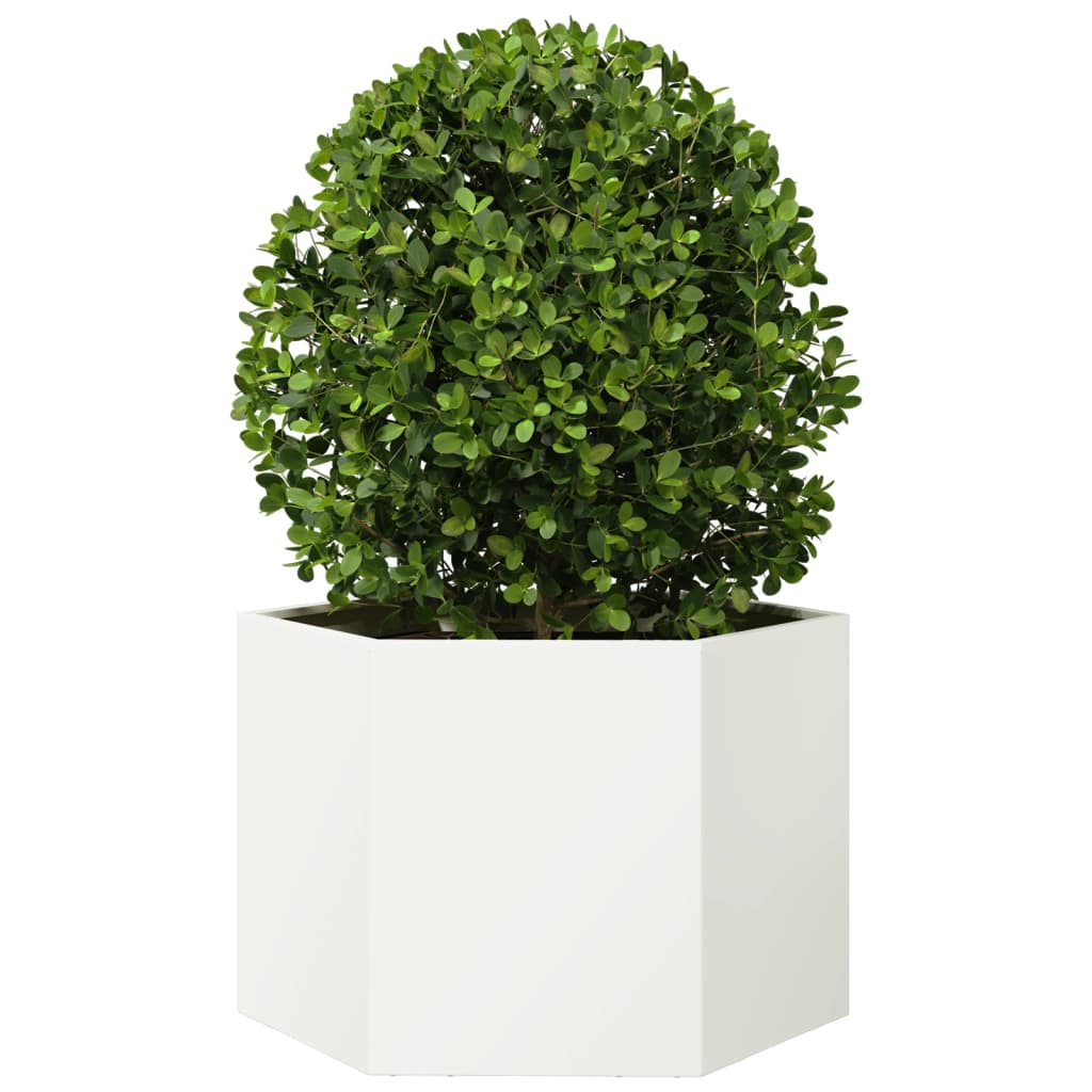 vidaXL Jardinieră de grădină alb 69x60x45 cm oțel hexagonal