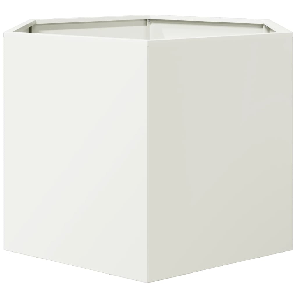 vidaXL Jardinieră de grădină alb 69x60x45 cm oțel hexagonal