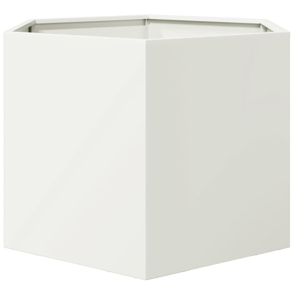vidaXL Jardinieră de grădină alb 69x60x45 cm oțel hexagonal